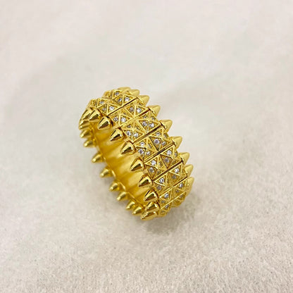 [⭐Shinejoy]CLASH DOUBLE-ROW RIVET RING WITH DIAMOND SETTING