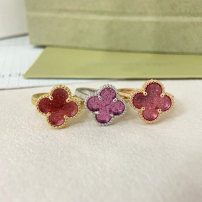 [⭐Shinejoy]NEW ROSE QUARTZ FOUR-LEAF CLOVER RING