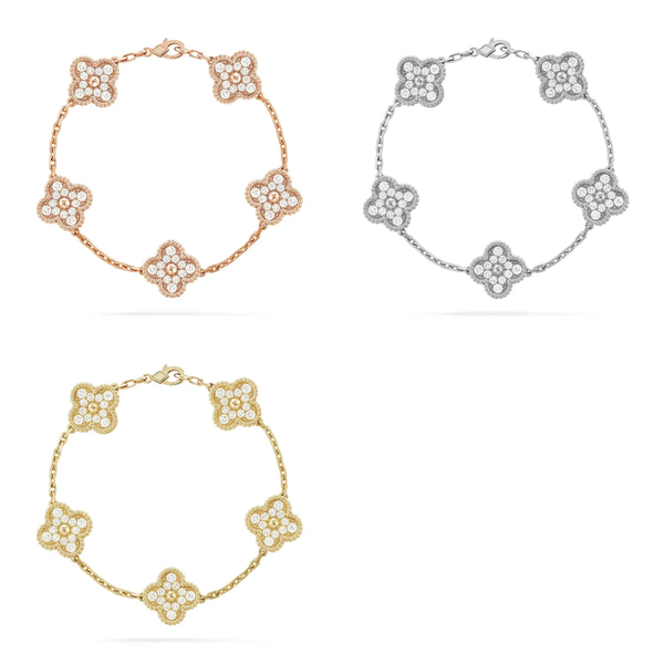[⭐Shinejoy] CLOVER 5 MOTIF FULL DIAMOND BRACELET COLLECTION