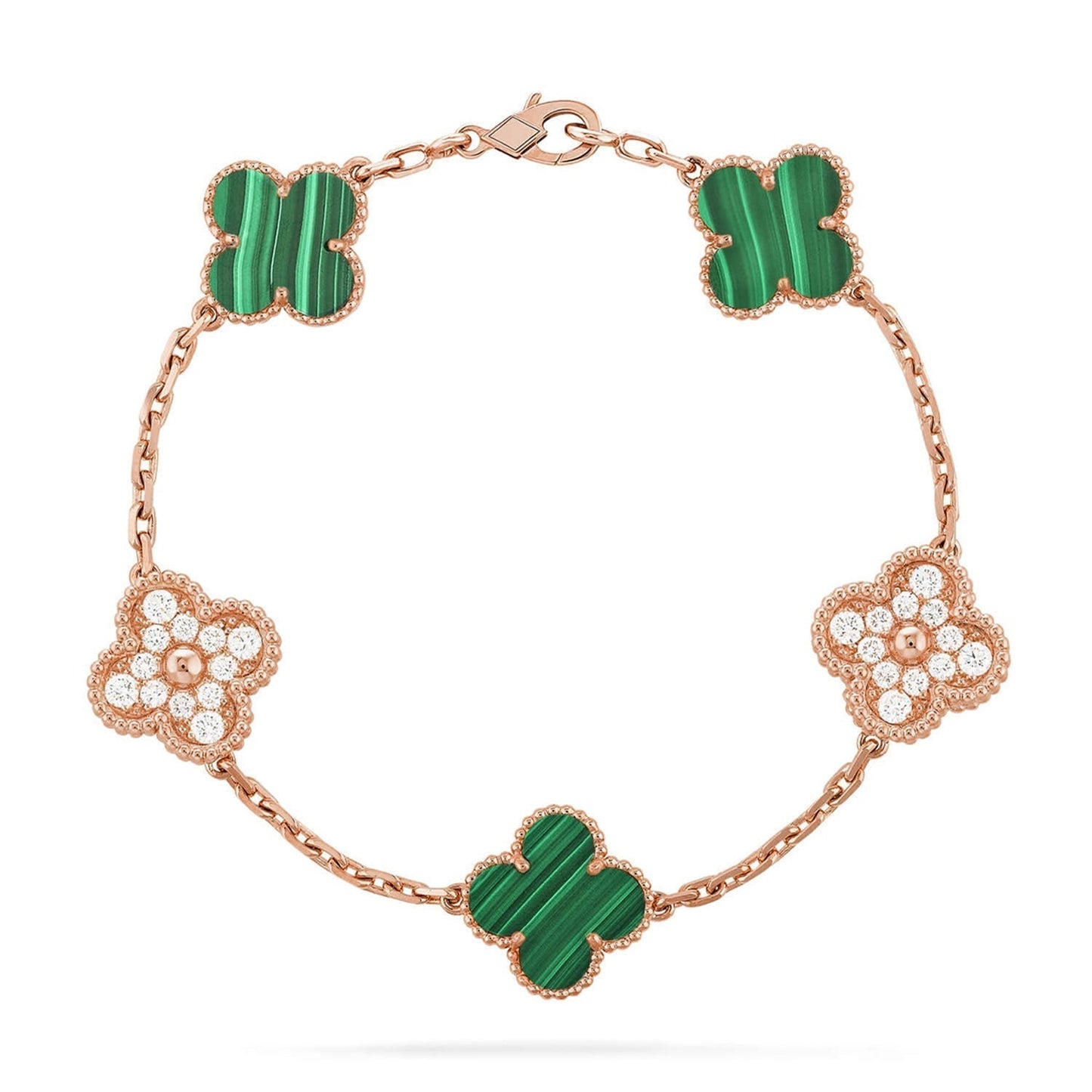 [Shinejoy] CLOVER 5 MOTIF MALACHITE BRACELET COLLECTION