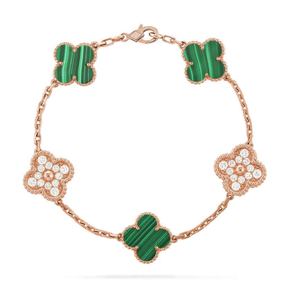 [Shinejoy] CLOVER 5 MOTIF MALACHITE BRACELET COLLECTION