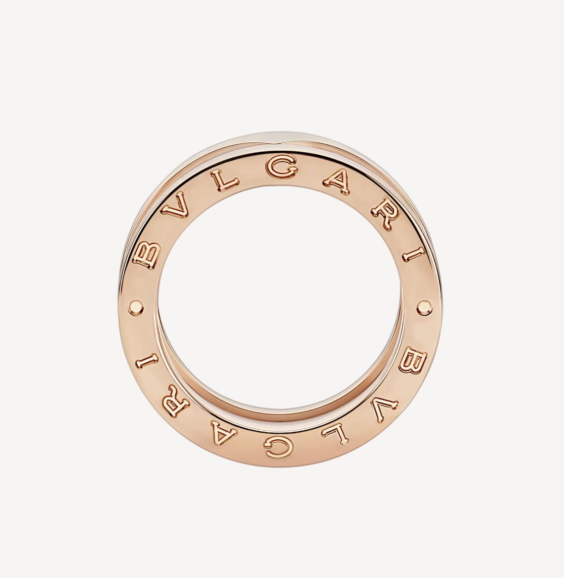 [⭐Shinejoy]ZERO 1 TWO-BAND LOOPS AND WHITE CERAMIC SPIRAL PINK GOLD RING