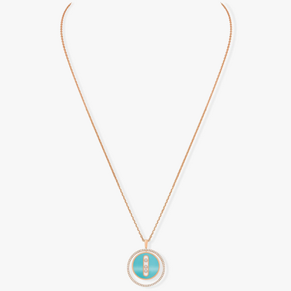 [⭐Shinejoy]Demo MOVE 3 DIAMONDS TURQUOISE PINK GOLD DIAMOND NECKLACE