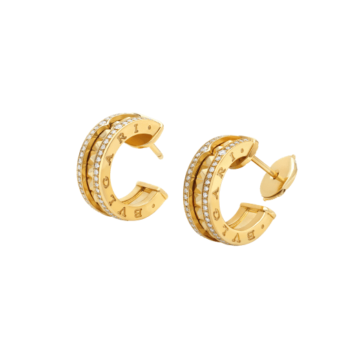 [⭐Shinejoy]ZERO 1 ROCK GOLD EARRINGS WITH STUDDED SPIRAL AND PAVED DIAMONDS