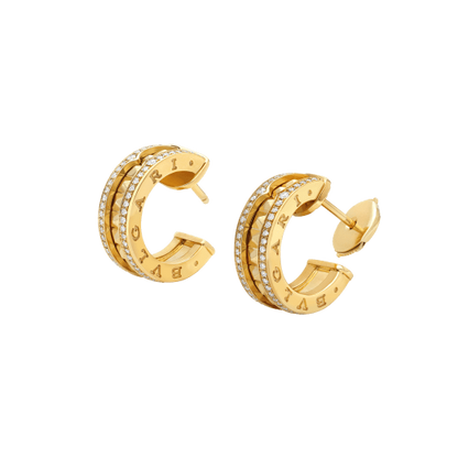 [⭐Shinejoy]ZERO 1 ROCK GOLD EARRINGS WITH STUDDED SPIRAL AND PAVED DIAMONDS