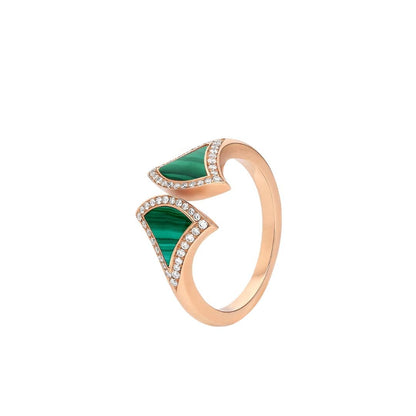 [⭐Shinejoy]DREAM MALACHITE DIAMOND OPEN RING