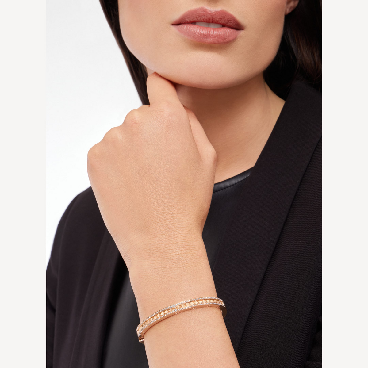 [⭐Shinejoy]ZERO 1 SPIRAL AND PAVED DIAMOND PINK GOLD BRACELET