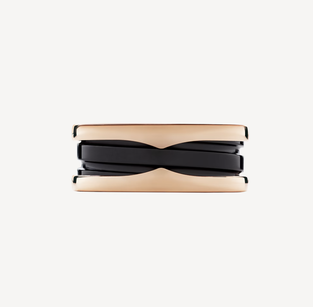 [⭐Shinejoy]ZERO 1 TWO-BAND LOOPS AND BLACK CERAMIC PINK GOLD RING
