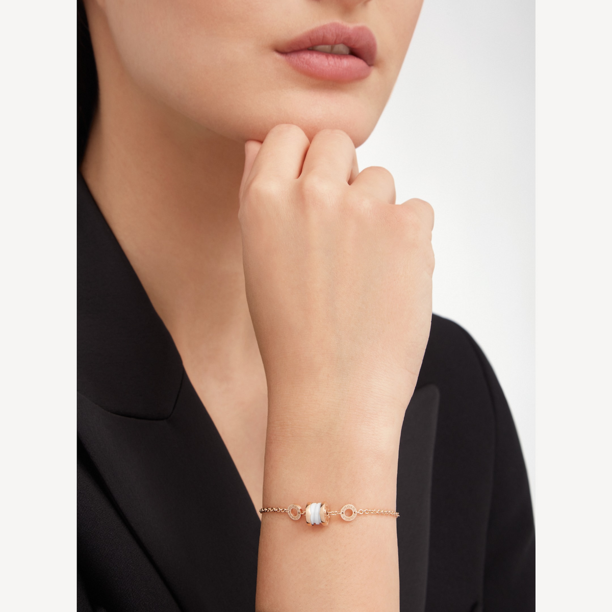 [⭐Shinejoy]ZERO 1 SOFT PINK GOLD AND WHITE CERAMIC BRACELET