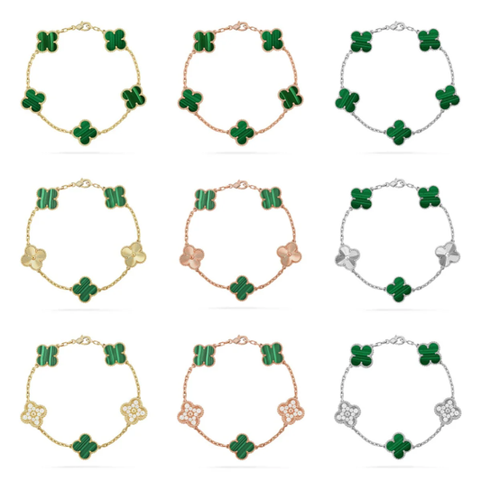 [⭐Shinejoy] CLOVER 5 MOTIF MALACHITE BRACELET COLLECTION