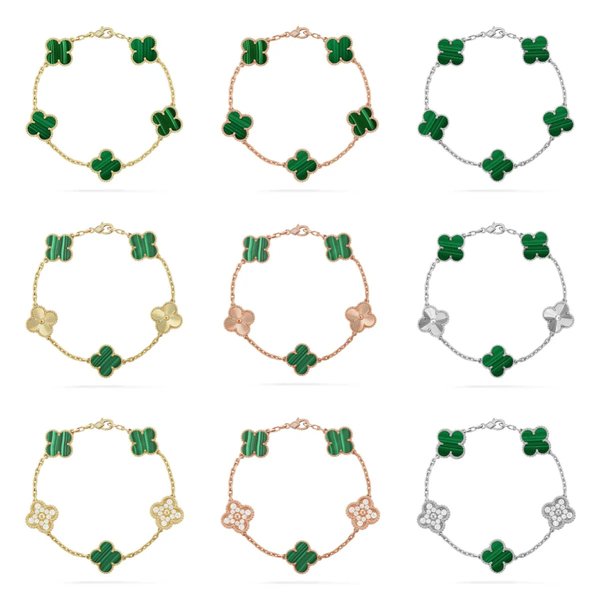 [⭐Shinejoy] CLOVER 5 MOTIF MALACHITE BRACELET COLLECTION