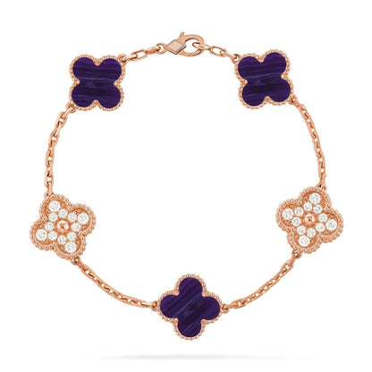 [Shinejoy]CLOVER 5 MOTIF PURPLE STRIPES BRACELET COLLECTION