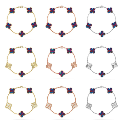[⭐Shinejoy]CLOVER 5 MOTIF COLOR GEMSTONES BRACELET COLLECTION