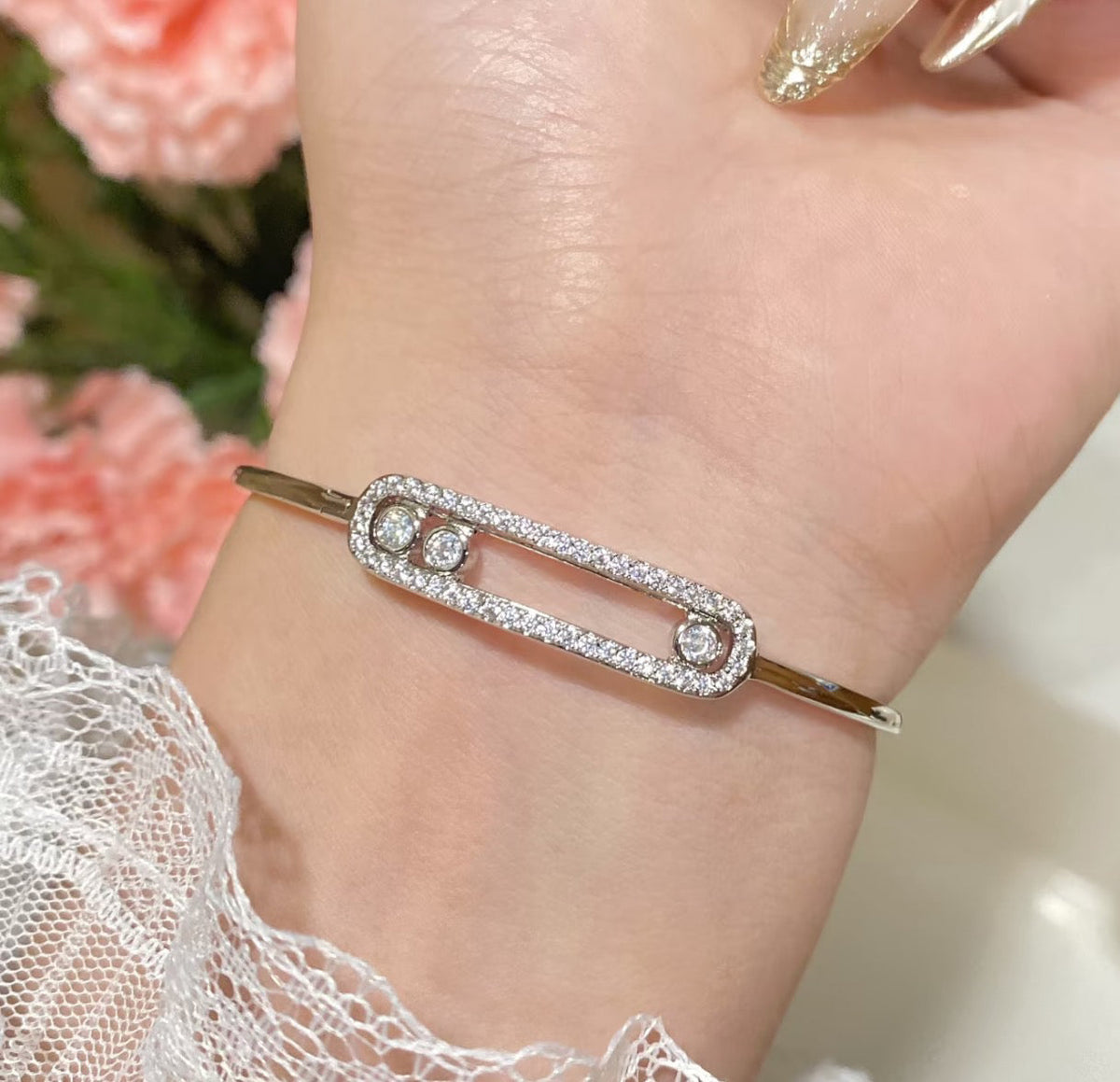 [⭐Shinejoy]Move Pavé Diamond Bangle Bracelet M