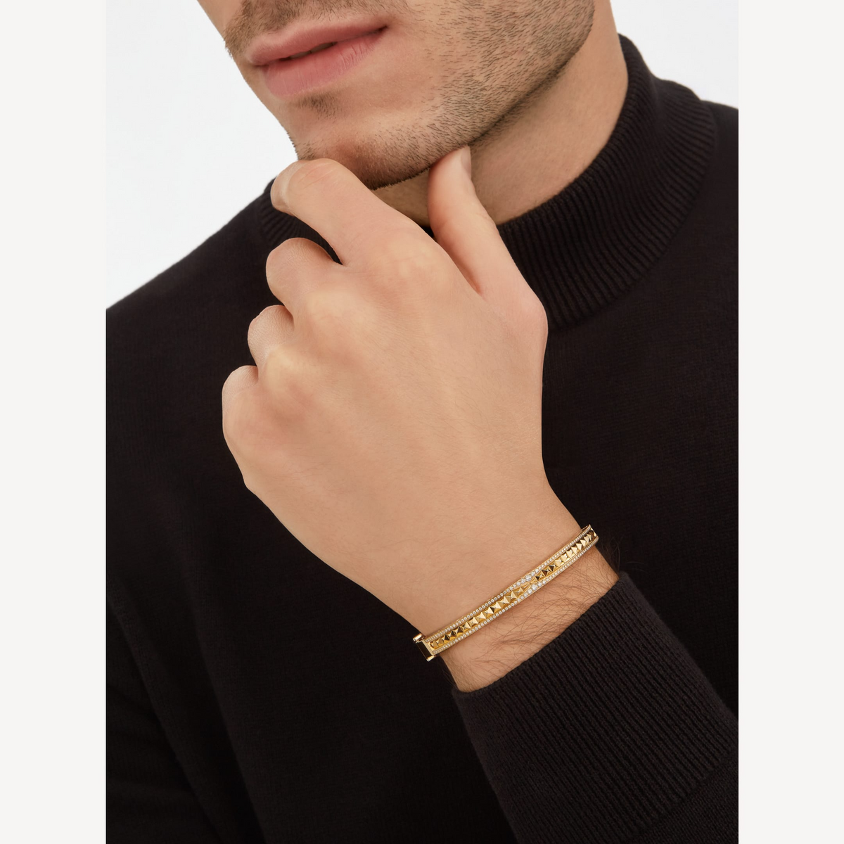 [⭐Shinejoy]ZERO 1 SPIRAL AND PAVED DIAMOND GOLD BRACELET