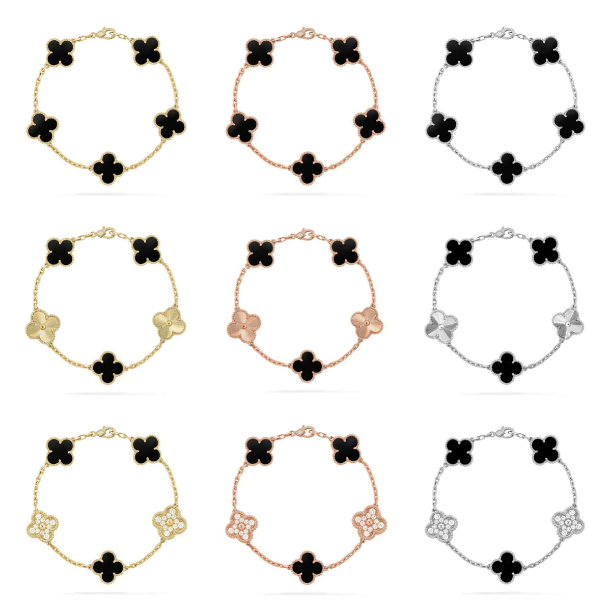[⭐Shinejoy] CLOVER 5 MOTIF ONYXS BRACELET COLLECTION