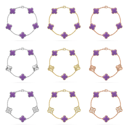 [⭐Shinejoy]CLOVER 5 MOTIF LIGHT PURPLE BRACELET COLLECTION