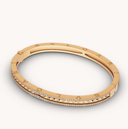 [⭐Shinejoy]ZERO 1 SPIRAL AND PAVED DIAMOND GOLD BRACELET