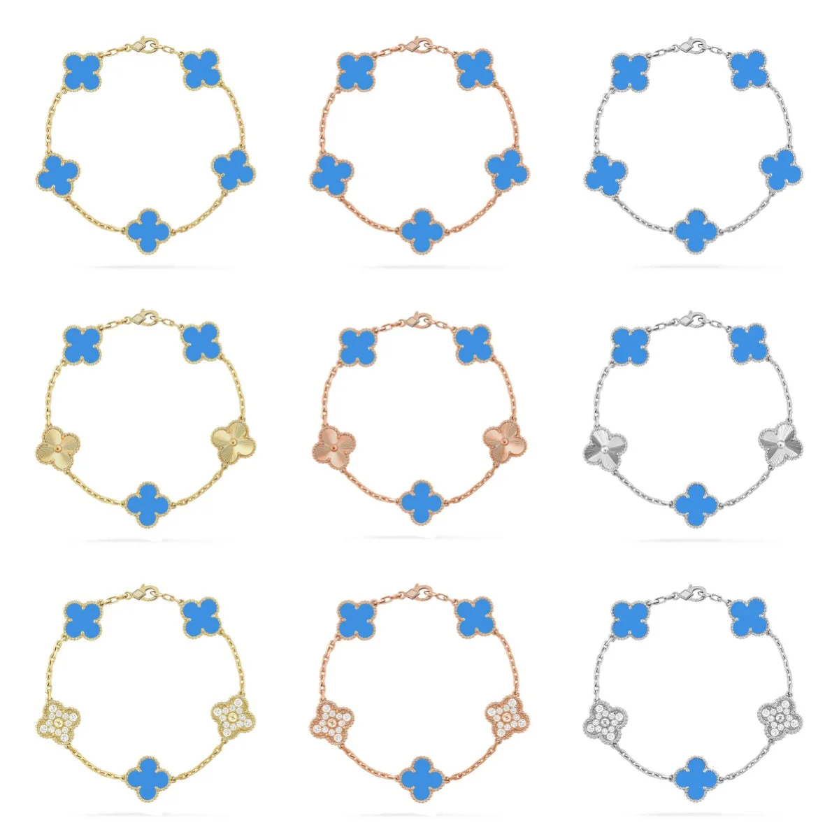 [⭐Shinejoy] CLOVER 5 MOTIF BLUE AGATE BRACELET COLLECTION