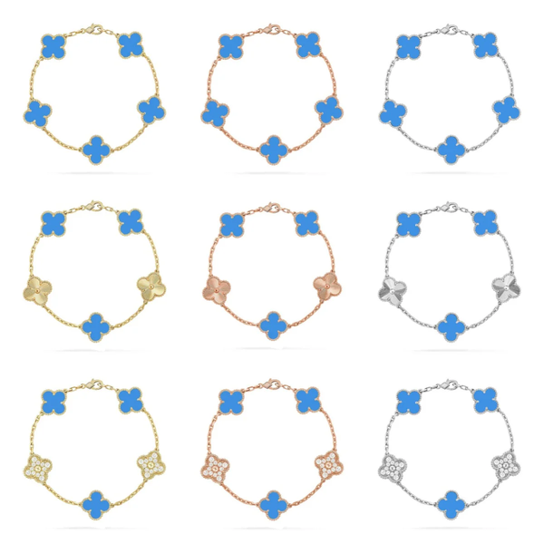 [⭐Shinejoy] CLOVER 5 MOTIF BLUE AGATE BRACELET COLLECTION