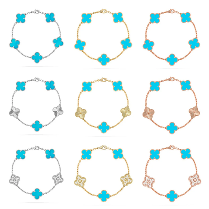 [⭐Shinejoy] CLOVER 5 MOTIF TURQUOISE BRACELET COLLECTION