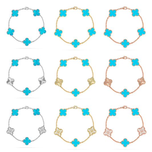 [⭐Shinejoy] CLOVER 5 MOTIF TURQUOISE BRACELET COLLECTION
