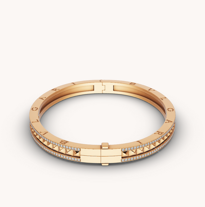 [⭐Shinejoy]ZERO 1 SPIRAL AND PAVED DIAMOND GOLD BRACELET