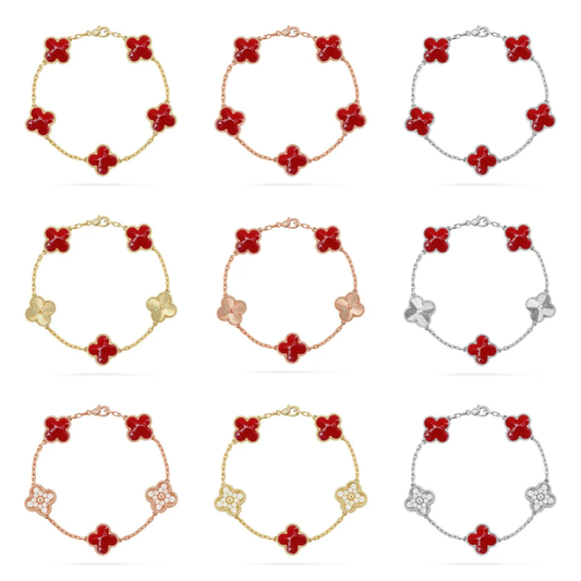 [⭐Shinejoy]CLOVER 5 MOTIF RED PATTERN BRACELET COLLECTION