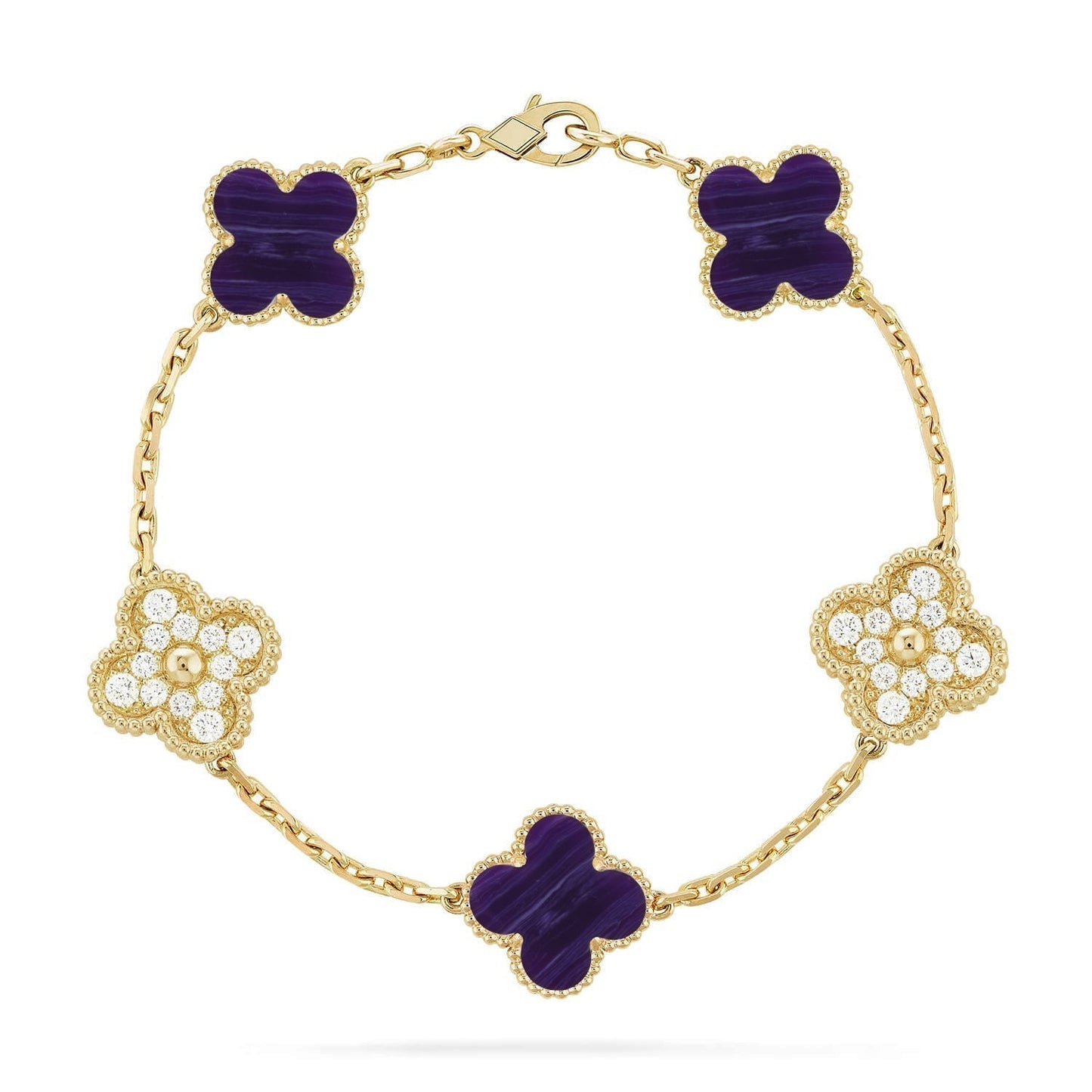 [Shinejoy]CLOVER 5 MOTIF PURPLE STRIPES BRACELET COLLECTION