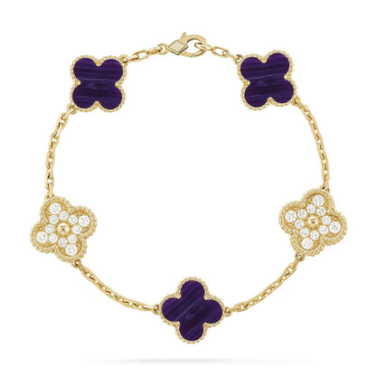 [Shinejoy]CLOVER 5 MOTIF PURPLE STRIPES BRACELET COLLECTION