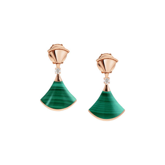 [⭐Shinejoy]DREAM MALACHITE PINK GOLD EARRINGS