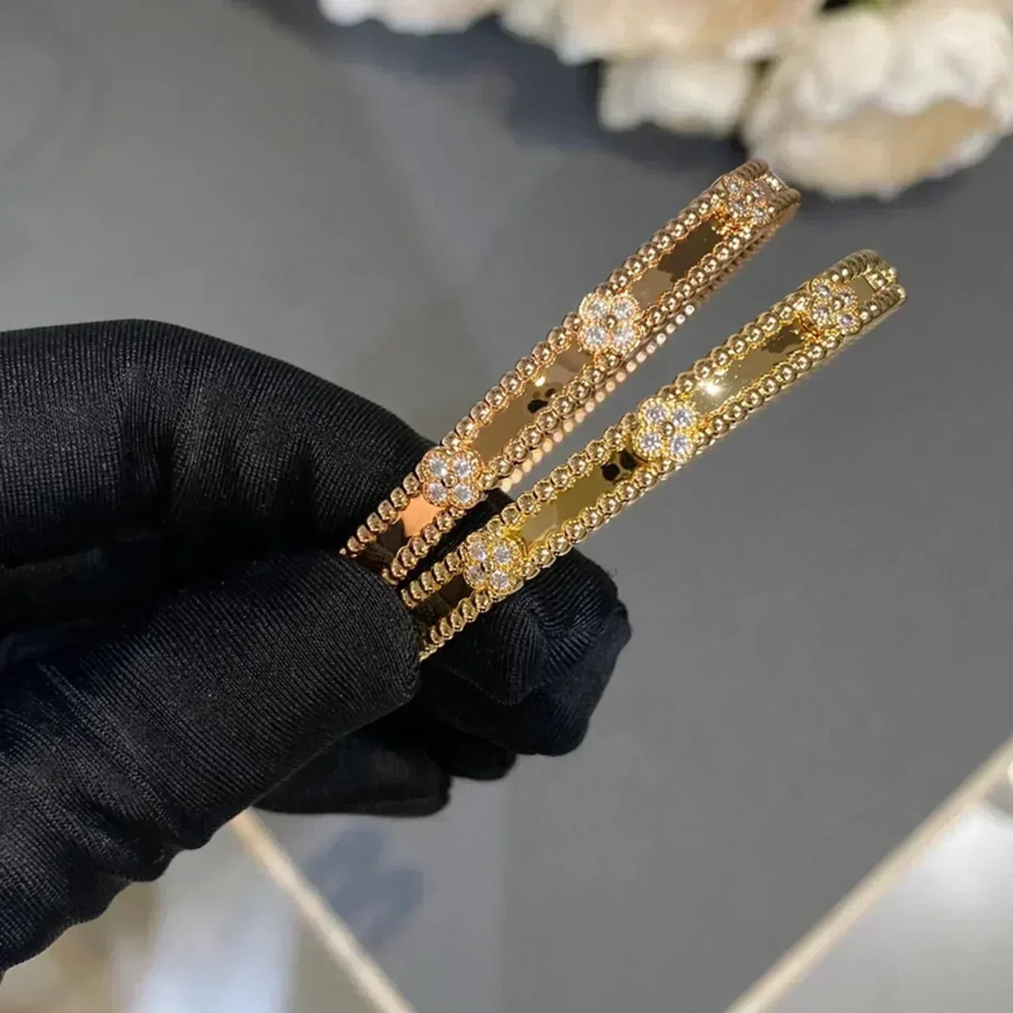 [Shinejoy]CLOVER BRACELET 4MM DIAMONDS