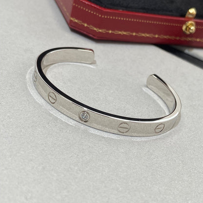 [⭐Shinejoy]LOVE BRACELET 6.1MM 1 DIAMOND OPEN CUFF