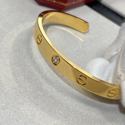 [⭐Shinejoy]LOVE BRACELET 6.1MM 1 DIAMOND OPEN CUFF