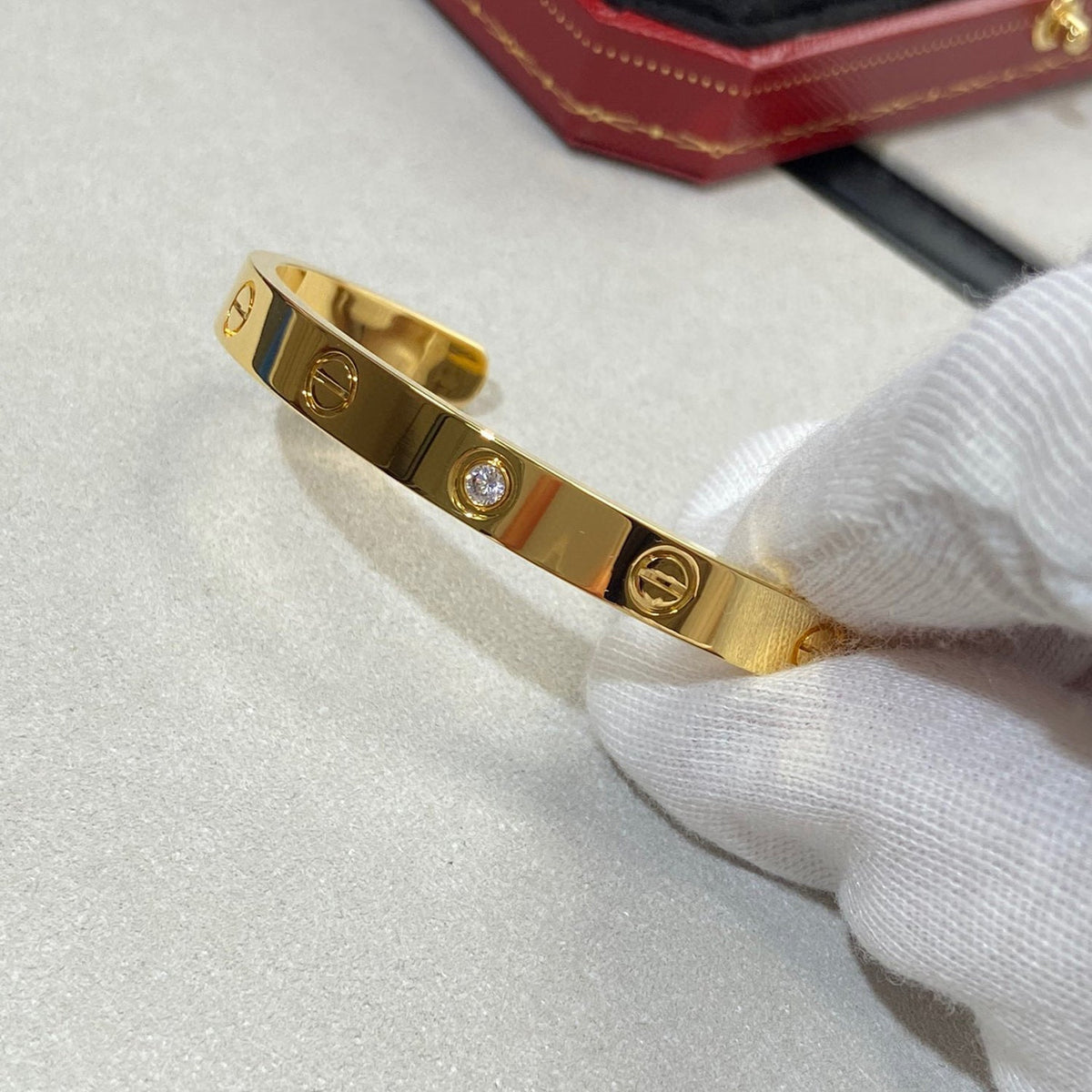 [⭐Shinejoy]LOVE BRACELET 6.1MM 1 DIAMOND OPEN CUFF