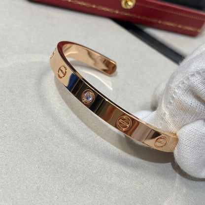 [⭐Shinejoy]LOVE BRACELET 6.1MM 1 DIAMOND OPEN CUFF