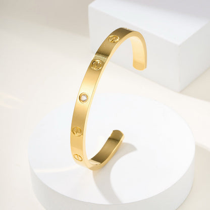 [⭐Shinejoy]LOVE BRACELET 6.1MM 1 DIAMOND OPEN CUFF