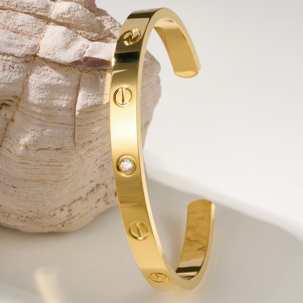 [⭐Shinejoy]LOVE BRACELET 6.1MM 1 DIAMOND OPEN CUFF