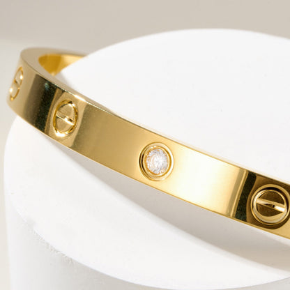 [⭐Shinejoy]LOVE BRACELET 6.1MM 1 DIAMOND OPEN CUFF
