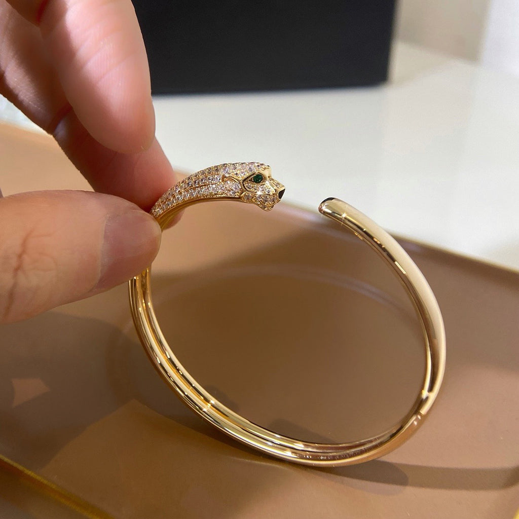 [⭐Shinejoy]PANTHERE HALF DIAMOND OPEN BRACELET