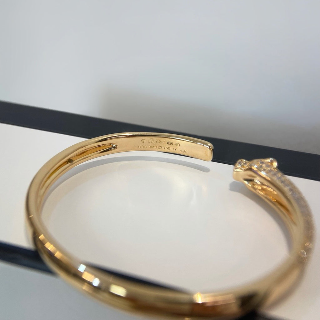 [⭐Shinejoy]PANTHERE HALF DIAMOND OPEN BRACELET