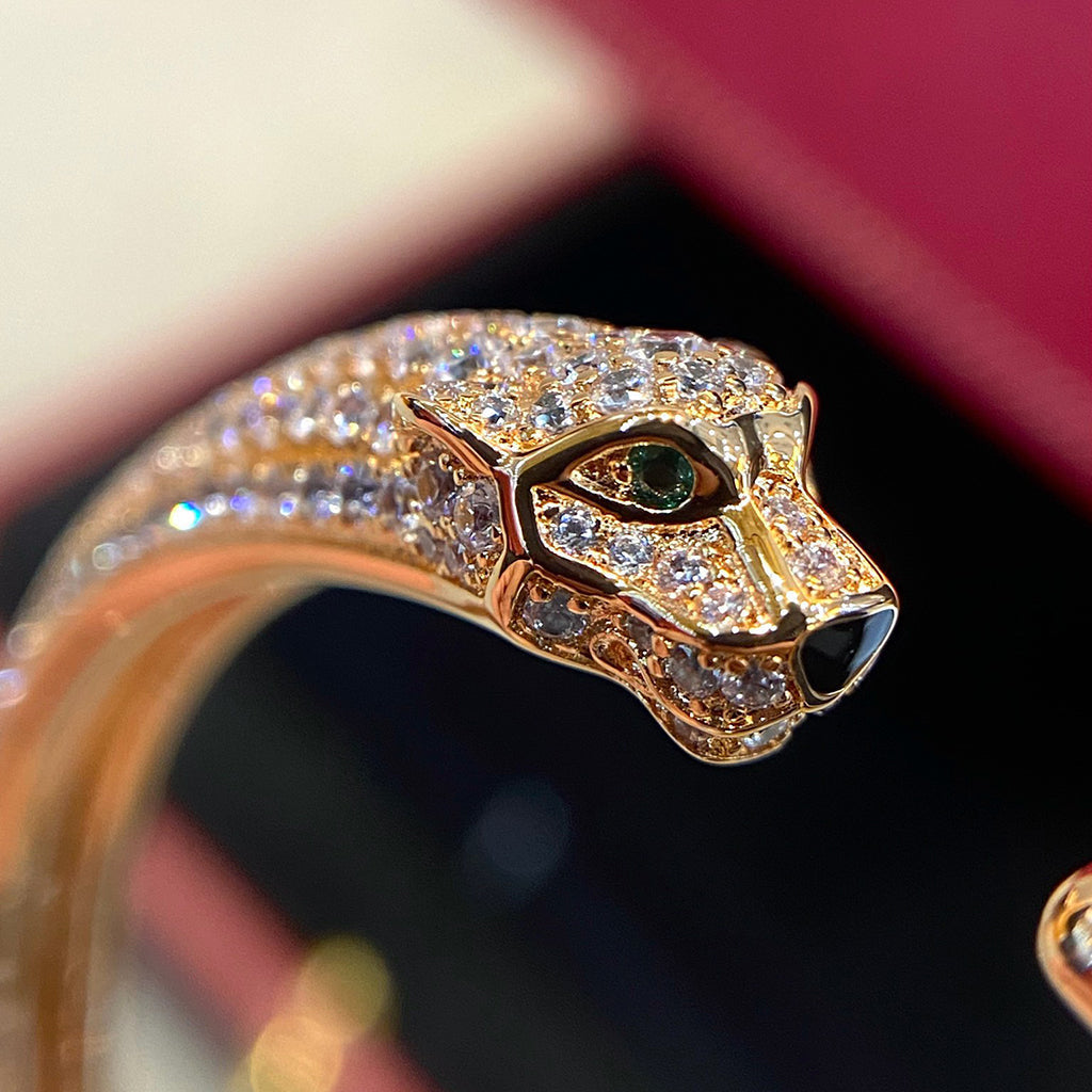 [⭐Shinejoy]PANTHERE HALF DIAMOND OPEN BRACELET