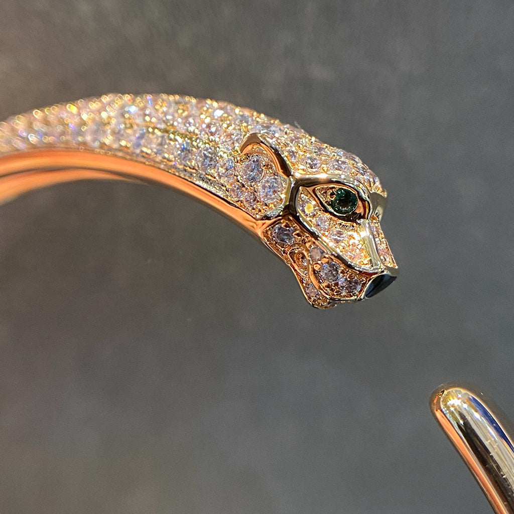 [⭐Shinejoy]PANTHERE HALF DIAMOND OPEN BRACELET