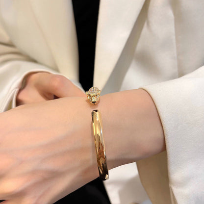 [⭐Shinejoy]PANTHERE HALF DIAMOND OPEN BRACELET