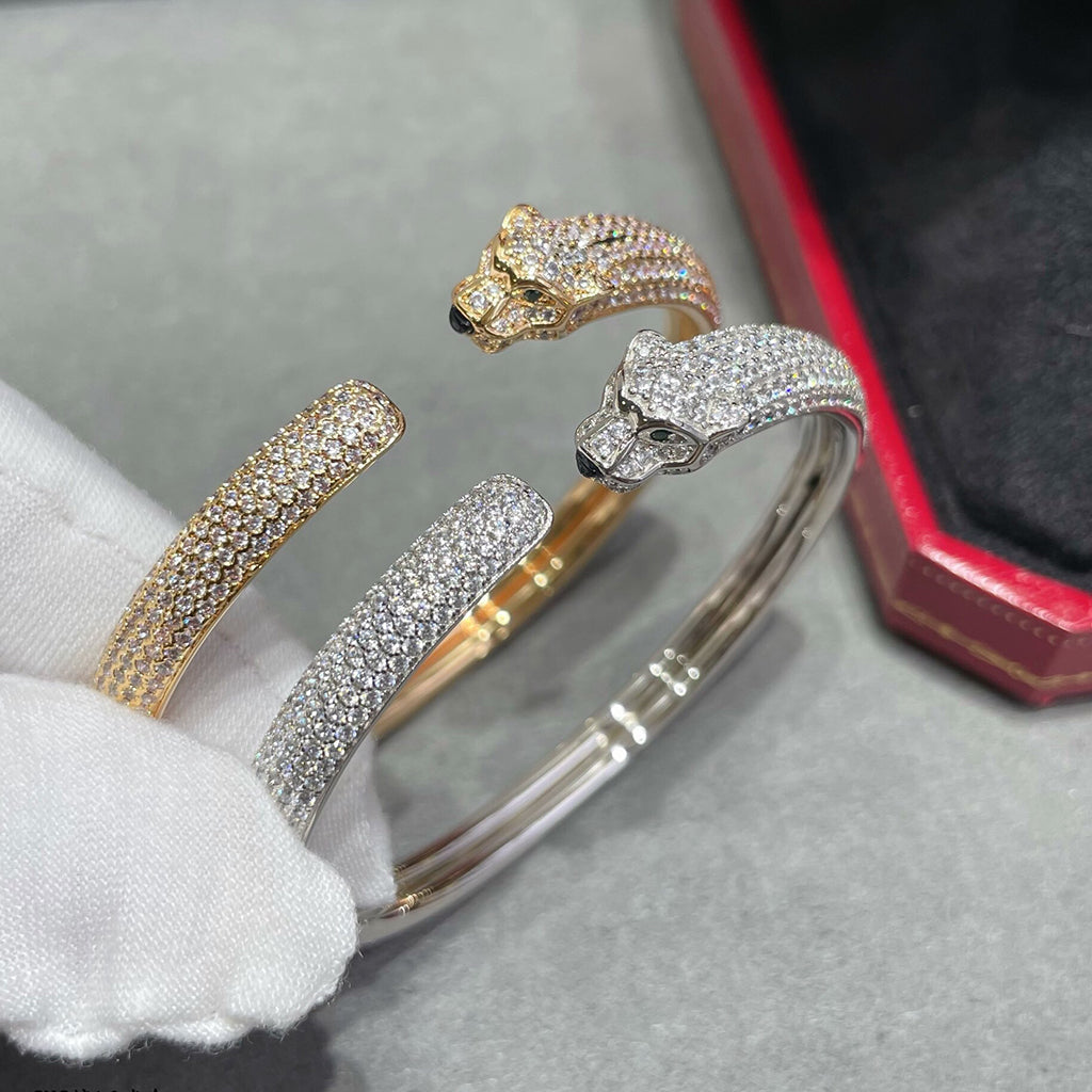 [⭐Shinejoy]PANTHERE FULL DIAMOND OPEN BRACELET