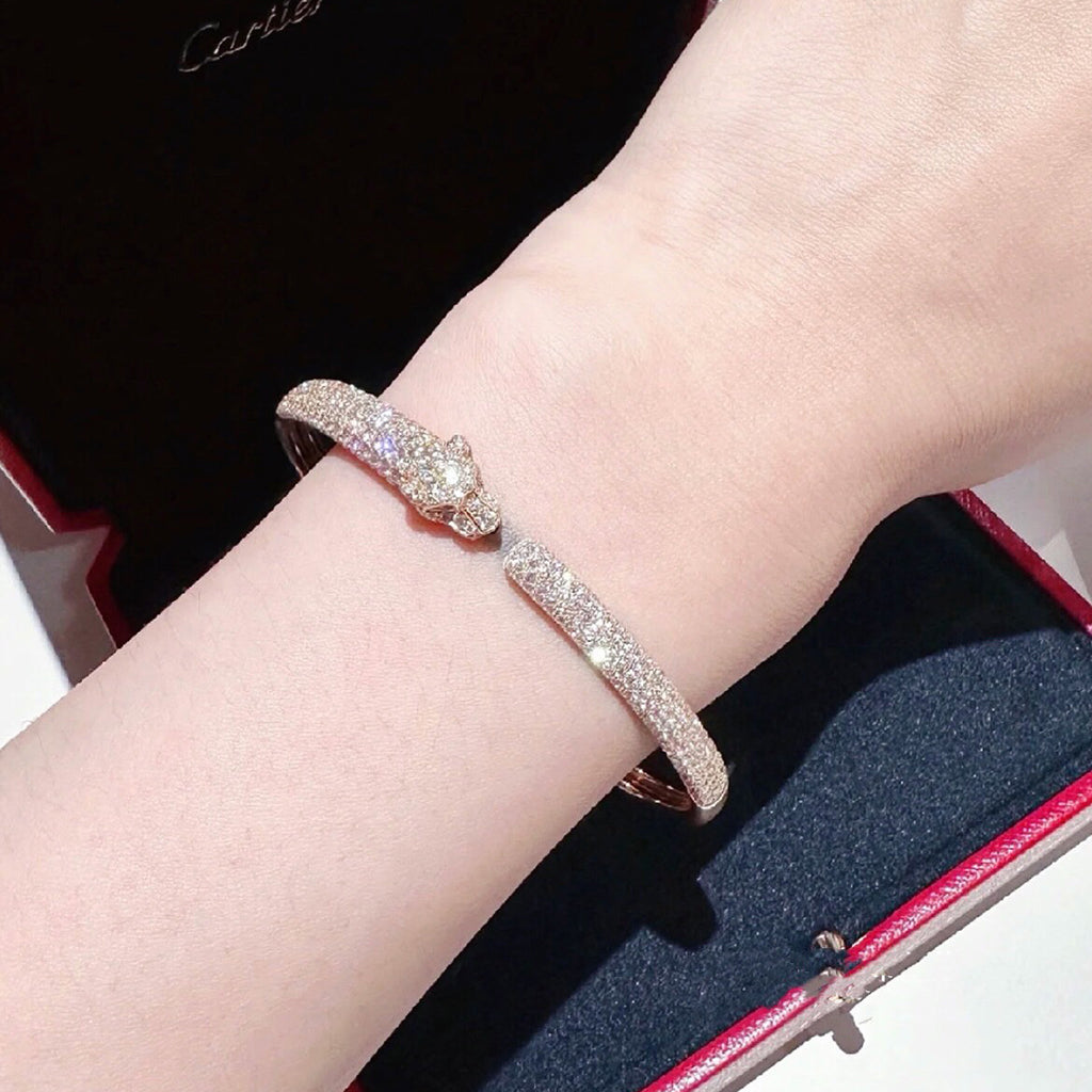 [⭐Shinejoy]PANTHERE FULL DIAMOND OPEN BRACELET