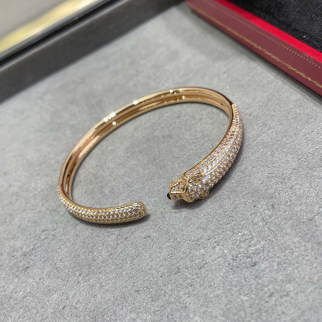 [⭐Shinejoy]PANTHERE FULL DIAMOND OPEN BRACELET