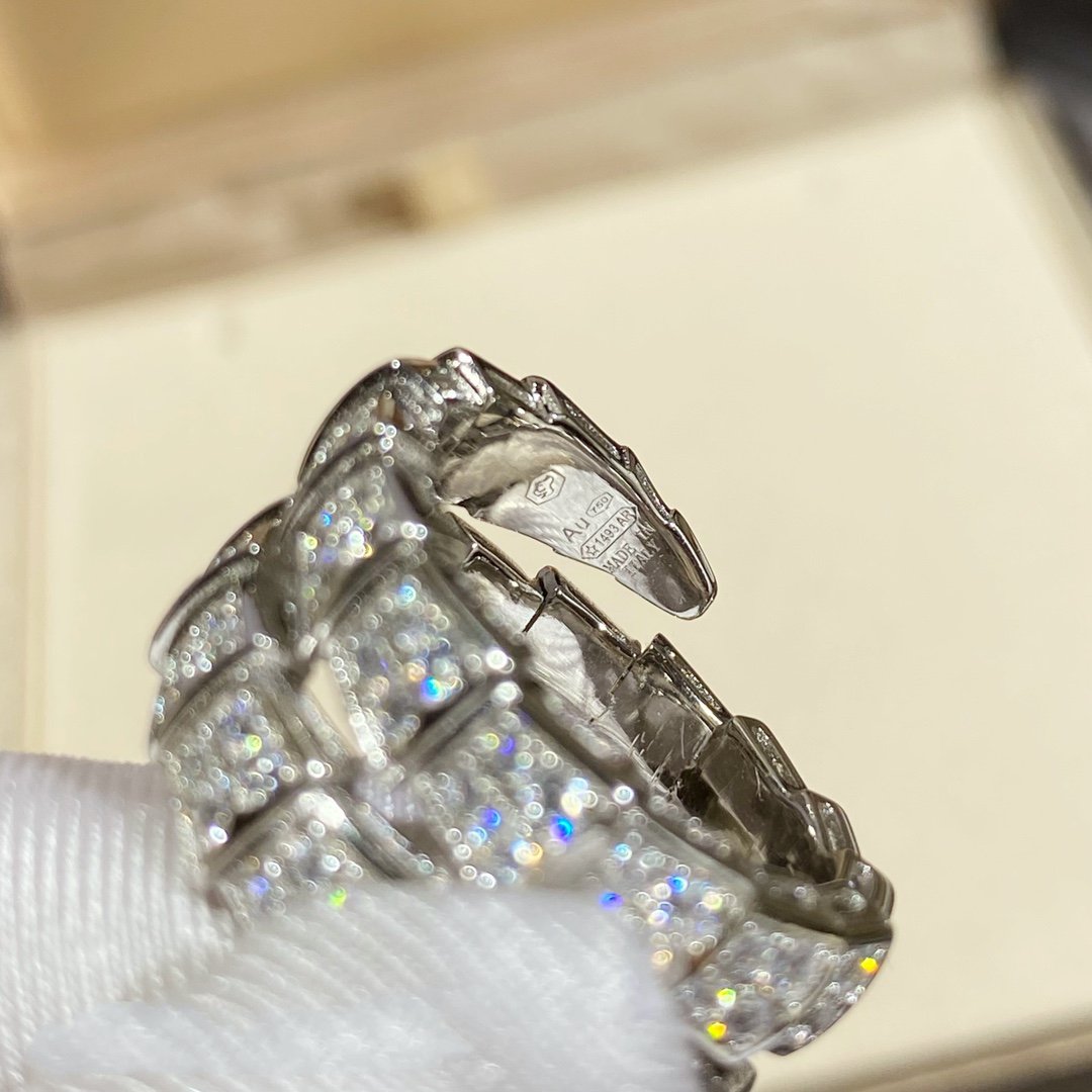 [⭐Shinejoy]SERPENTI DOUBLE RING SILVER DIAMOND PAVED