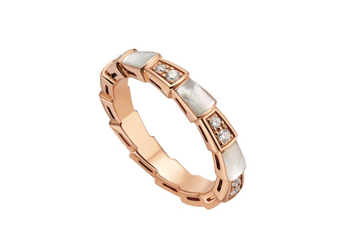 [⭐Shinejoy]SERPENTI RING PINK GOLD DIAMOND MOP 3MM