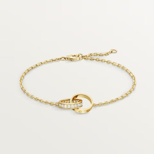 [⭐Shinejoy]LOVE DOUBLE RING HALF DIAMOND BRACELET